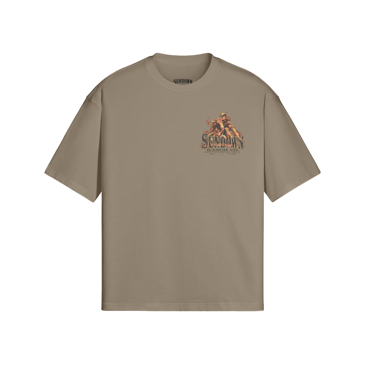 Men’s Bull Heritage Heavyweight Tee from Sundown Ranch Co., Americano color, front view